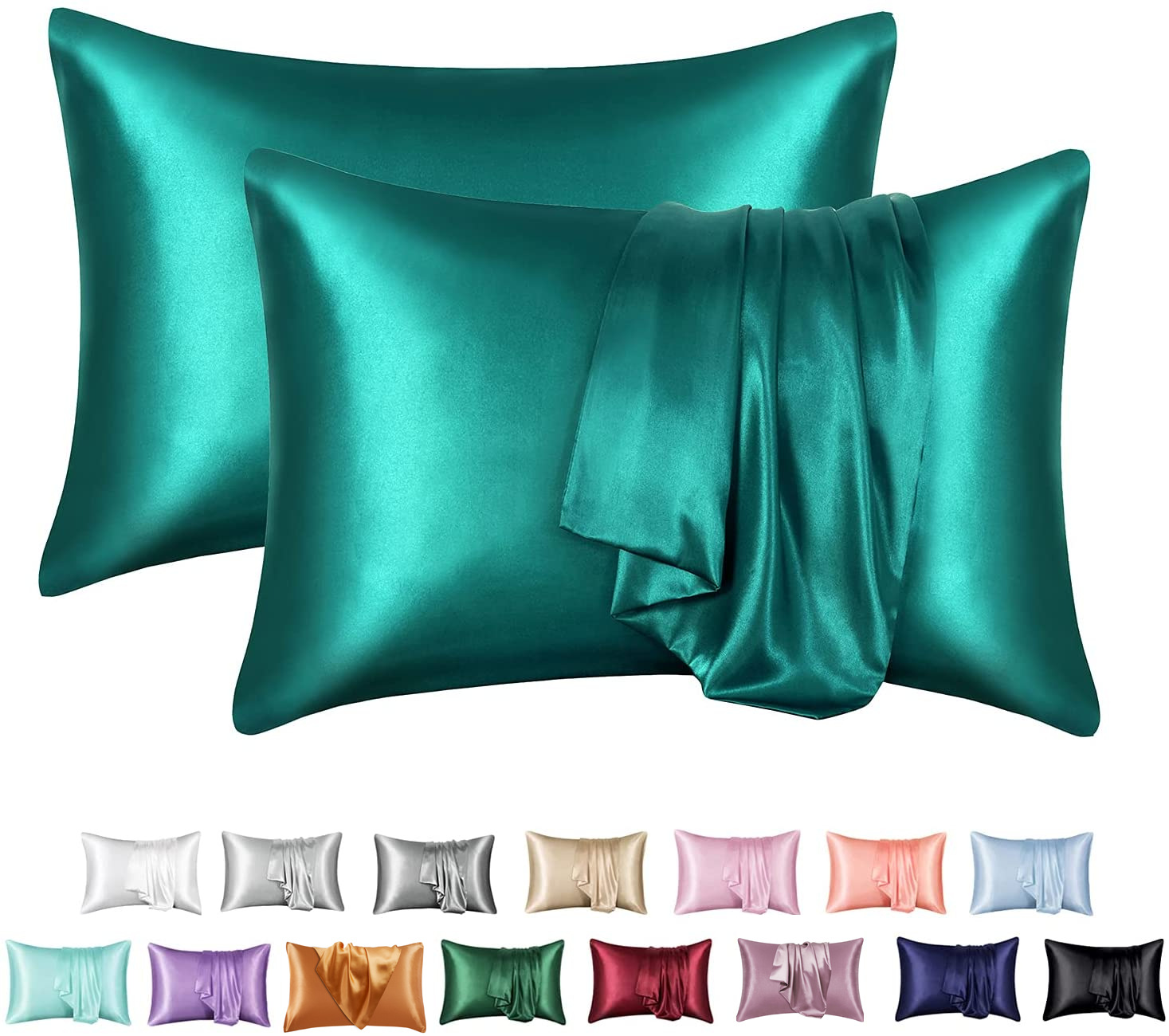 Cross-Border Silk-like Solid Color Satin Pillowcase Envelope Pillow Pillow Pillow Cases Wholesale Pillow Pair Multi-Color