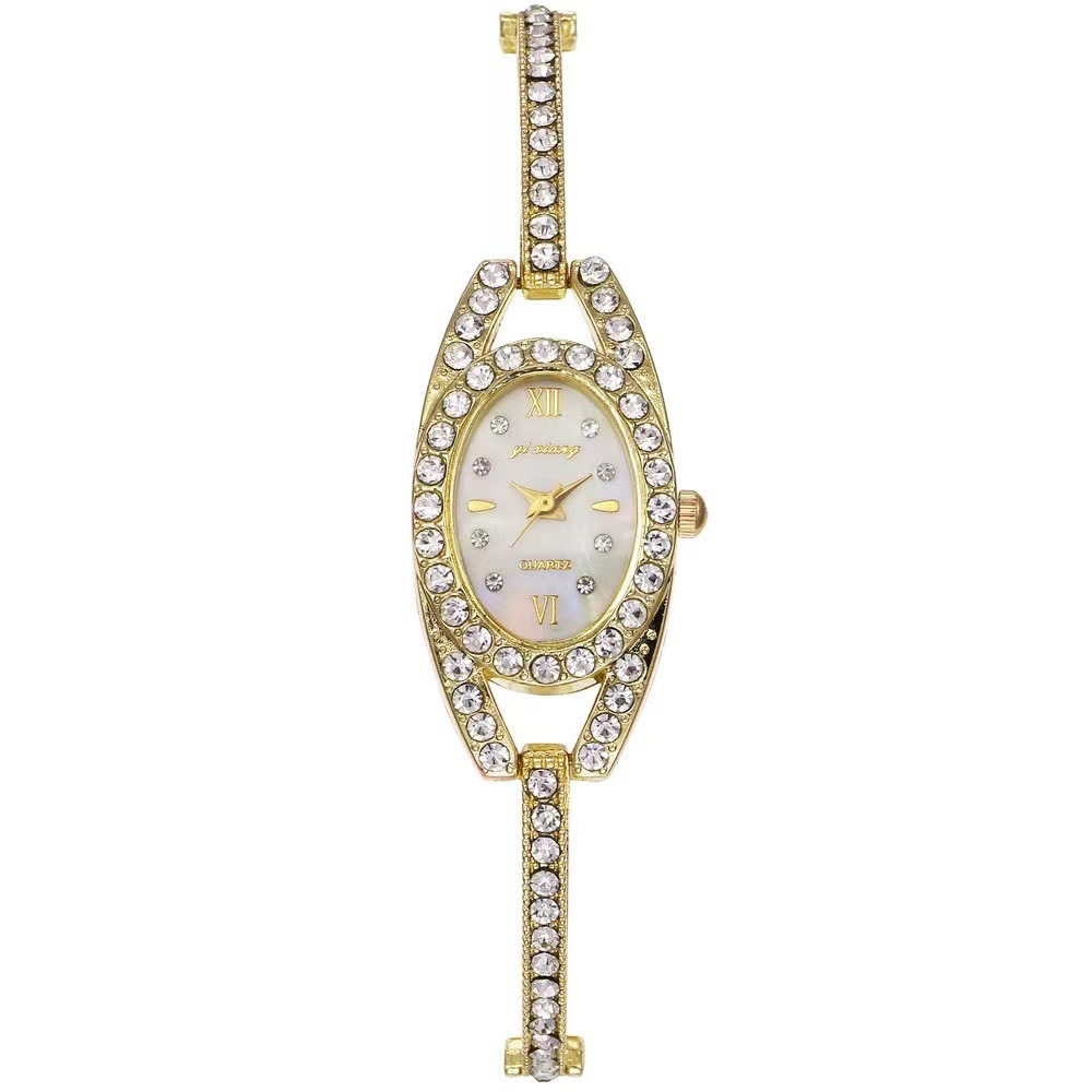 跨境椭圆形镶钻手表女士气质时尚外贸热销女款网红手镯手链女手表