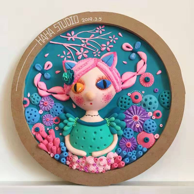 圆形爱心椭圆形立体粘土画框白胚浮雕画diy黏土画创意手工diy相框