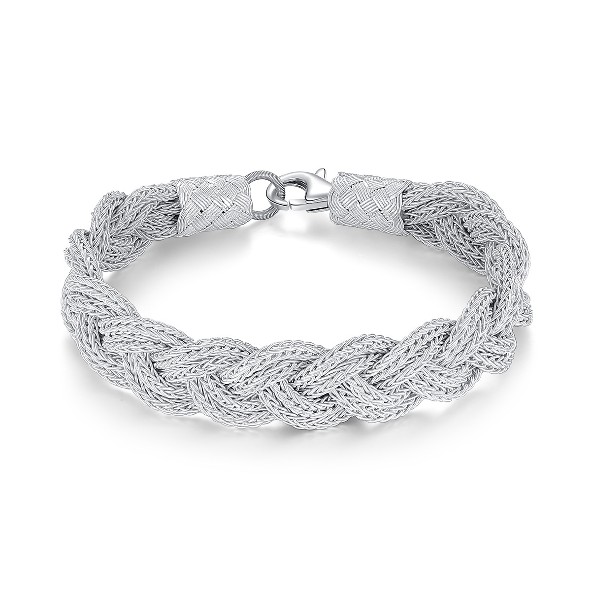 玮禧足银双编手链土耳其复古银丝手工编织情侣纯银手链送证书.