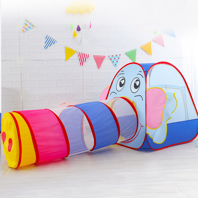 Cross-Border Amazon Children's Tent Cartoon Elephant Marine Ball Bobo Ball Pool Baby Play House Tunnel Two-in-One