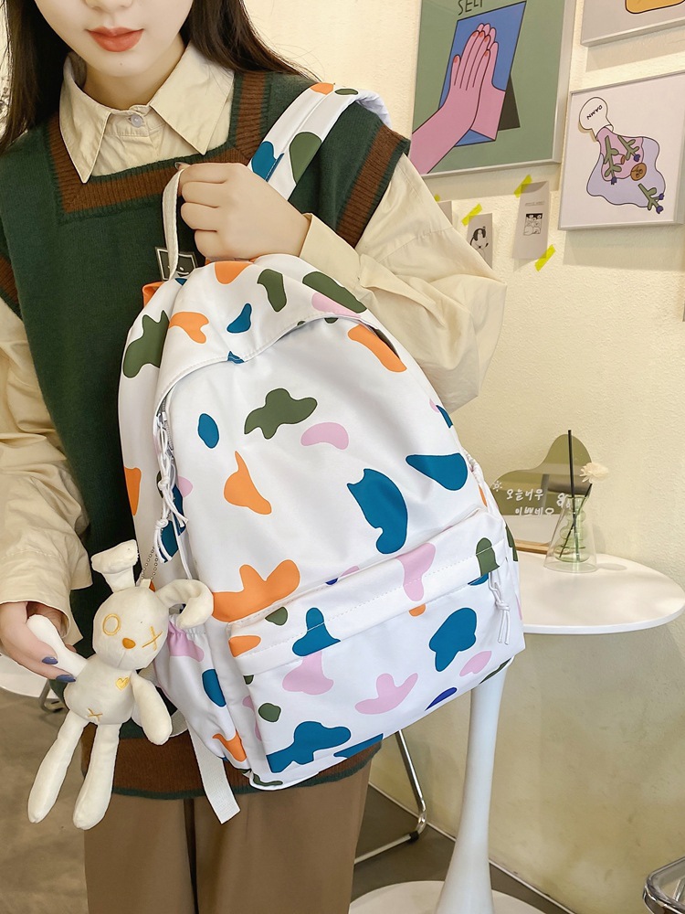 Cross-Border Fashion New Printing College Students Bag Women's Personality Fashion Nylon Backpack High School Backpack Wholesale