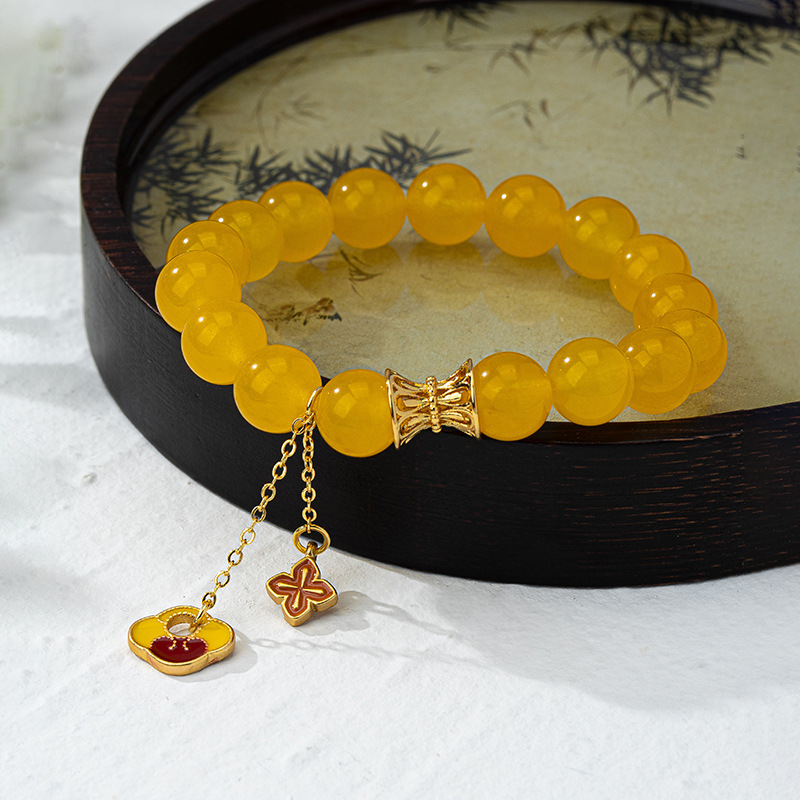 时尚招财天然黄水晶手链女小众轻奢精致礼物旺财运聚财水晶款