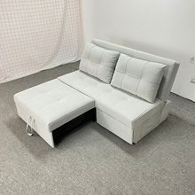 现代简约科技绒双拼色 双拖床小户型休闲办公款沙发床折叠两用