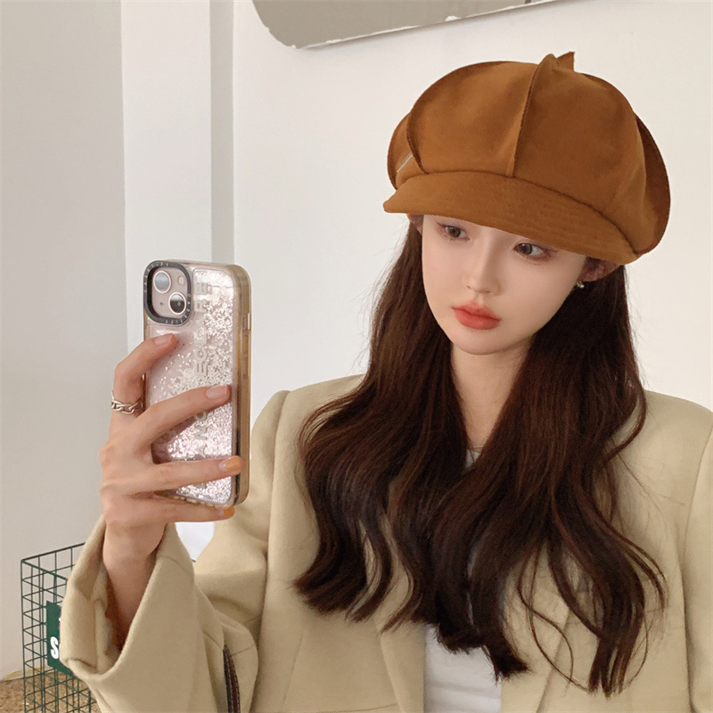 新款新款时尚八角帽子女士春秋季休闲百搭鸭舌棒球帽韩版潮显脸小