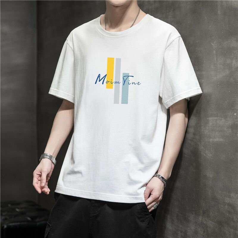 Summer Cotton Short-Sleeved Men's T-shirt Casual Men's Short-Sleeved Clothes Men's Fashion Brand Loose Half-Sleeved T-shirt Men's Cotton