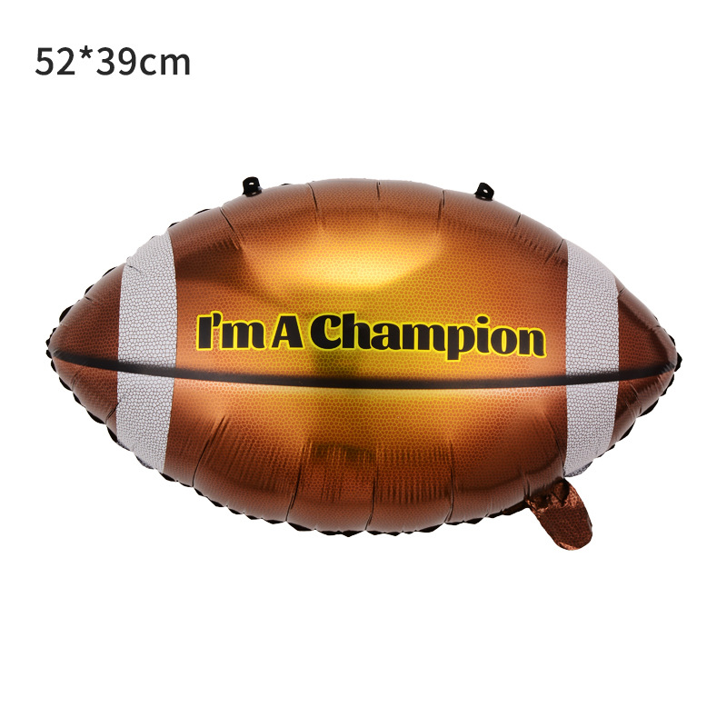 18-Inch Black and White Football Rugby Balloon Basketball Balloon Sports Aluminum Film Balloon Bar World Cup Decoration Props