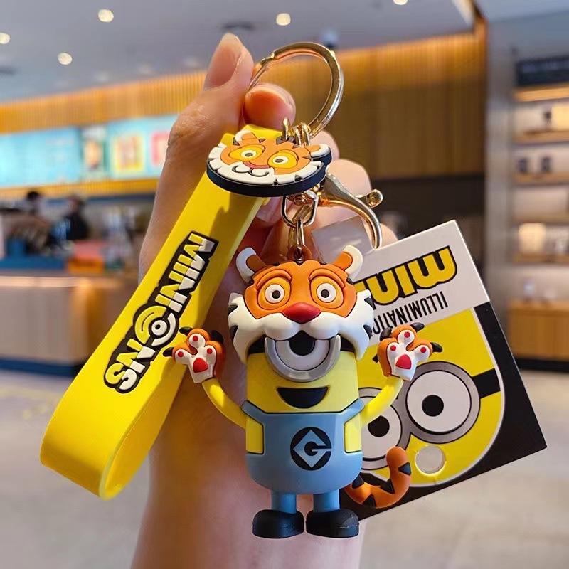 Genuine Cartoon Cute Minions Key Chain Zodiac Little Soldier Doll Epoxy Car Keychain Pendant