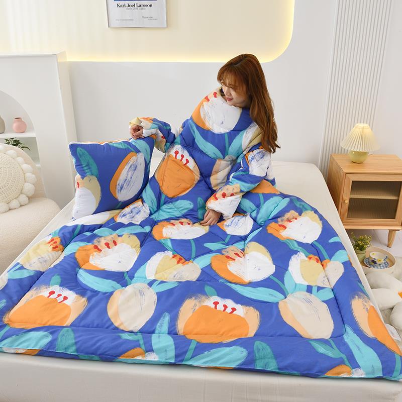 New Lazy Quilt Multi-Functional Sleeved Quilt Children Students Warm-Keeping Reading Wearable Airable Cover Foldable Machine Wash