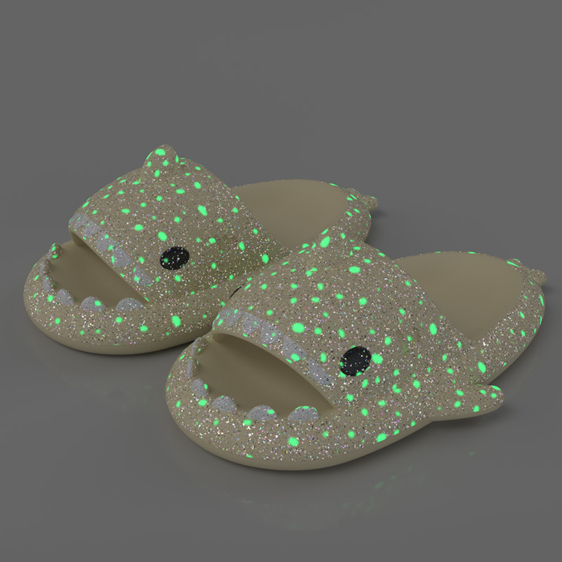 Starry Sky Luminous Shark Slippers Female Summer Adult Couple Luminous Sandals Home Non-Slip Cartoon Slippers Male Outer Wear