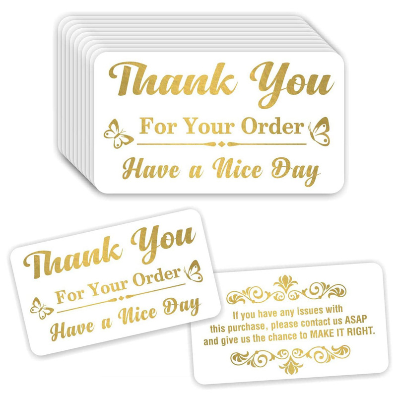 批发定制亚马逊外贸速卖通白底金字thank you感谢卡片标签