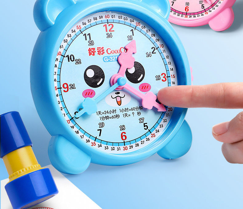 钟表模型时钟教具一二年级小学生表盘认知时间学具儿童三针联动