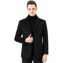冬装新款青中年男士双面羊绒西服商务休闲时尚保暖羊毛呢子外套男