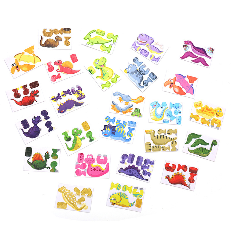 Children's Paper Dinosaur Three-Dimensional Small Puzzle Cute Cartoon Dinosaur Modeling Three-Dimensional Small Puzzle Toy Accessories Gift