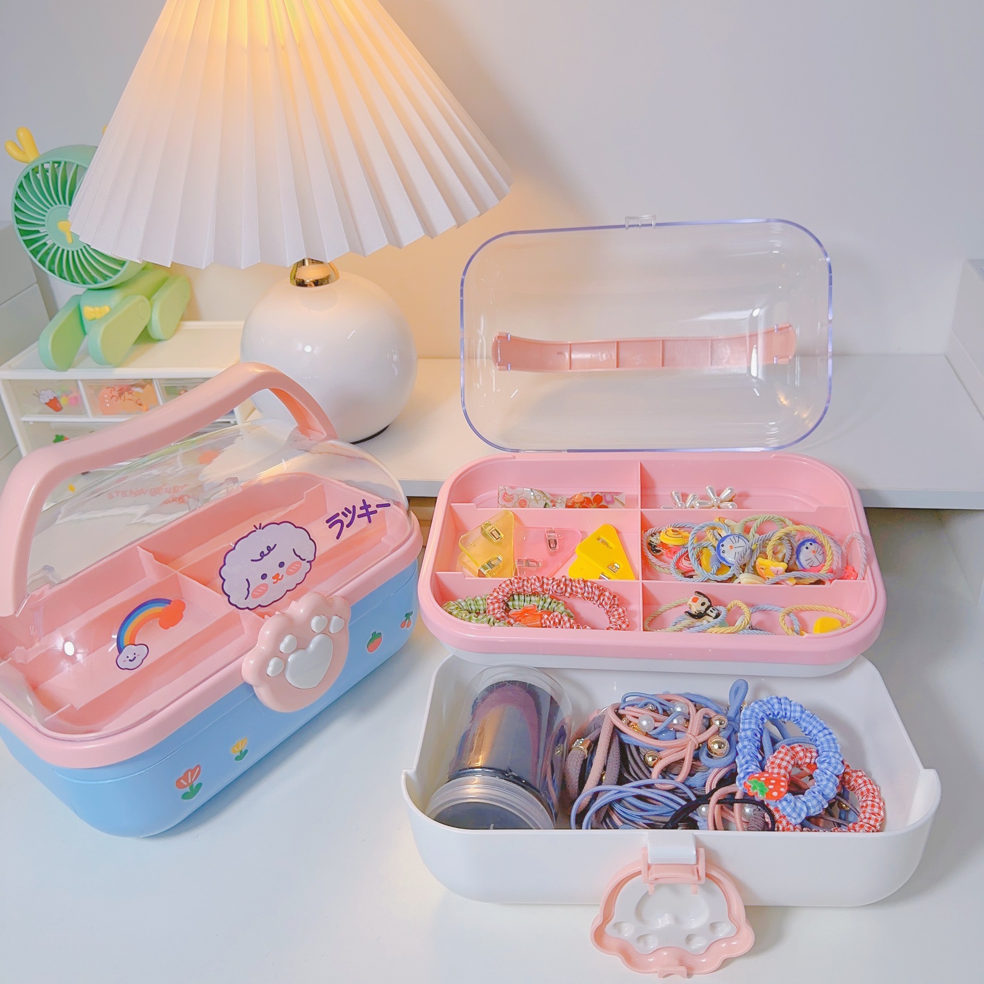 猫爪收纳盒大容量女发箍发夹宝宝头绳首饰盒儿童头饰饰品玩具盒子