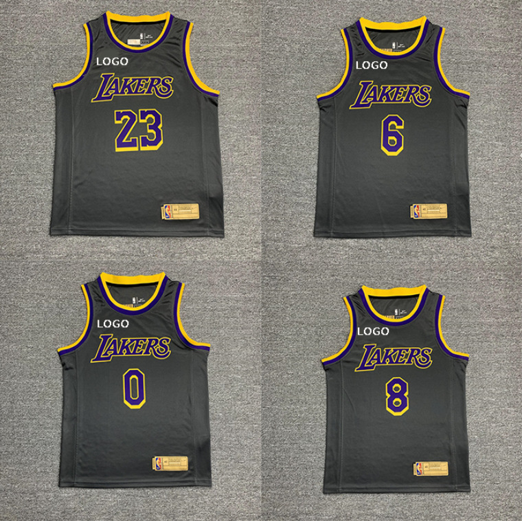 21赛季湖人深灰奖励版球衣 热压明星号上衣 厂家批发一件代发
