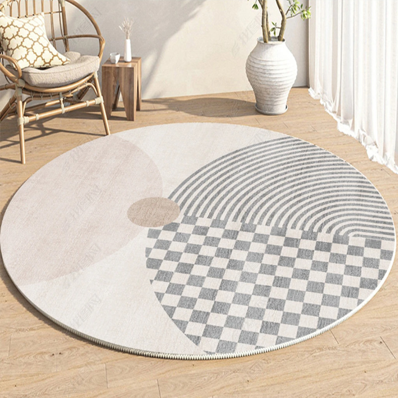 跨境奶油风爆款圆形地毯卧室毛绒椅子地垫毯轻奢衣帽间客厅高级感