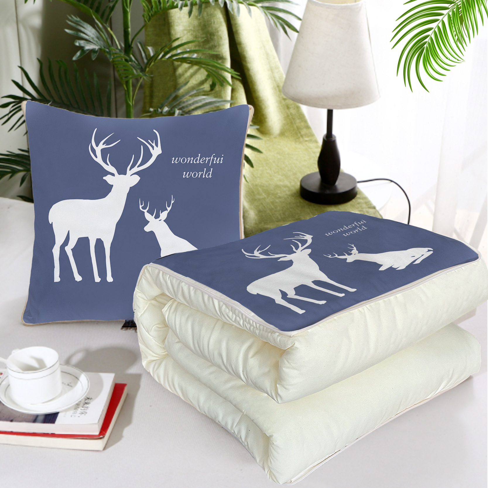 来图抱枕被礼品印logo汽车抱枕被子两用二合一加厚磨毛靠垫被