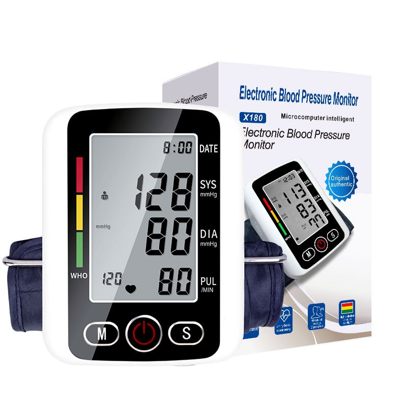 Exclusive for Cross-Border Multi-Country Voice Upper Arm Sphygmomanometer Large Screen Three-Color Backlight Household Blood Pressure Measuring Instrument