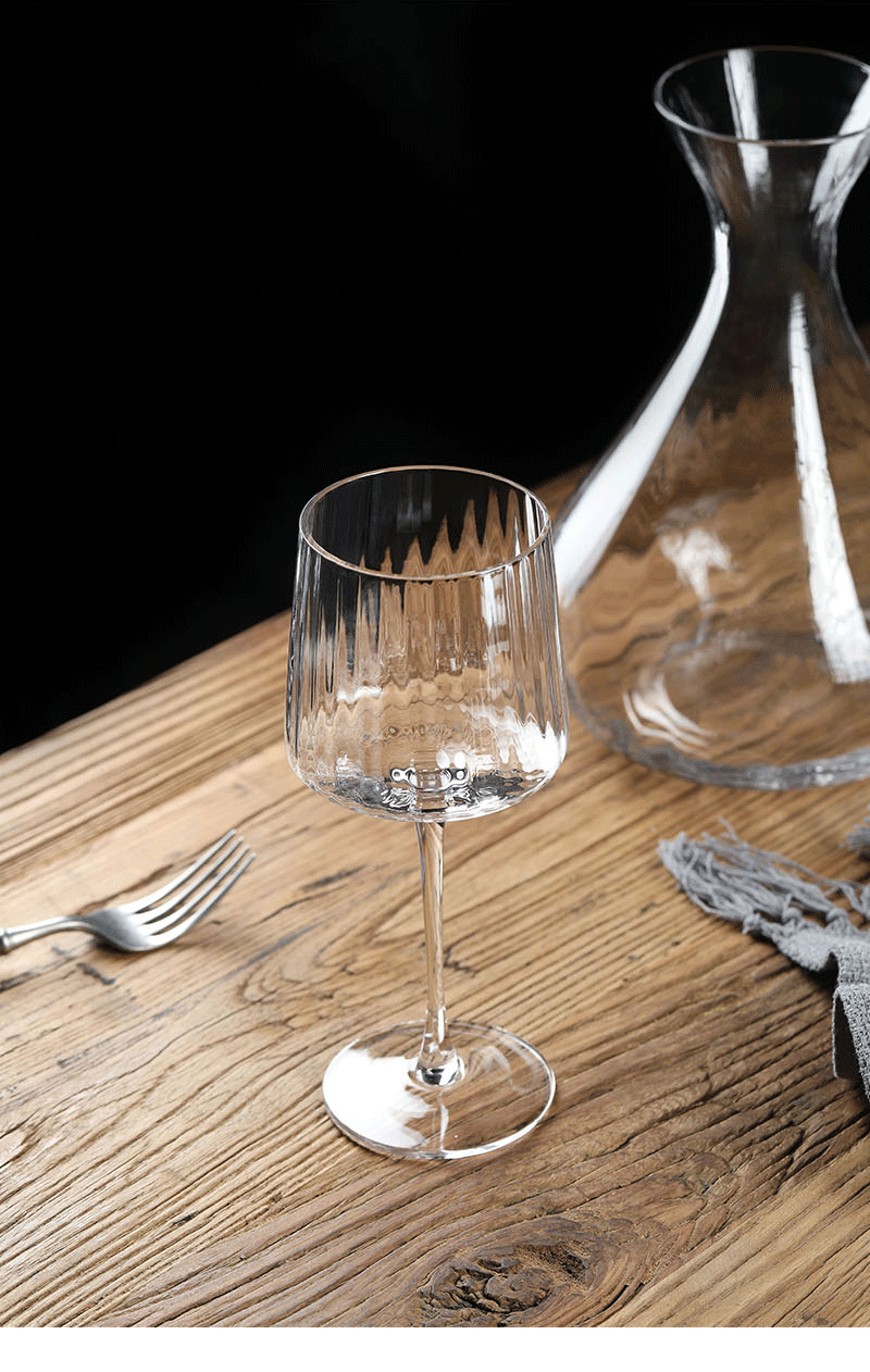 竖条纹水晶醒酒器红酒杯家用大肚红酒倒酒器高脚葡萄酒杯礼品套装