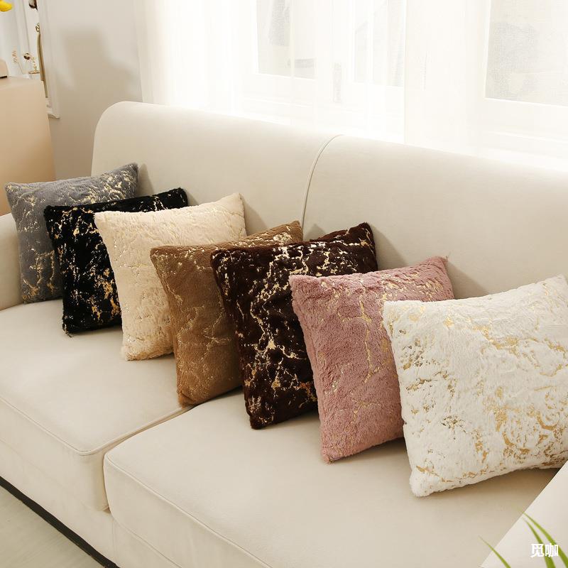Pillow Cross-Border Ins Hot Sale Plush Pillowcase Household Goods Sofa Living Room and Bedside Cushion Lumbar Pillow