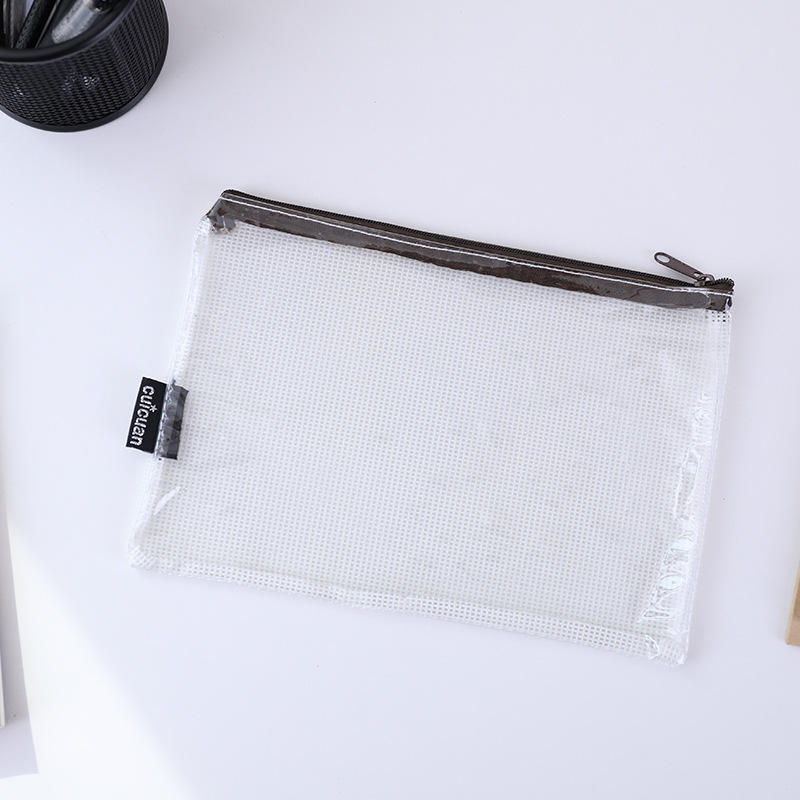 a5透明网纱拉链文件袋大容量手提学生学科资料袋公文档案袋批发