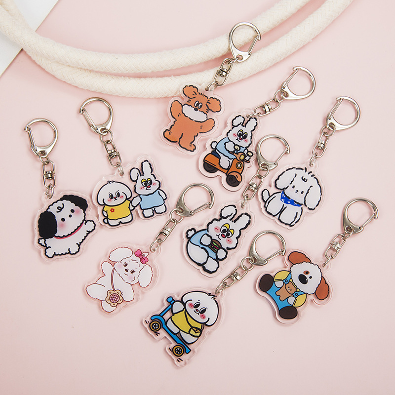 korean ins cute rabbit cartoon puppy acrylic keychain wholesale pendant schoolbag accessories gift