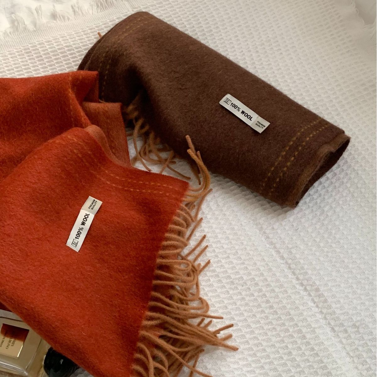 Heavy Treasure 100% Australian Wool Solid Color Simple Double-Sided Scarf Women's Winter All-Matching Warm Narrow Couple Scarf