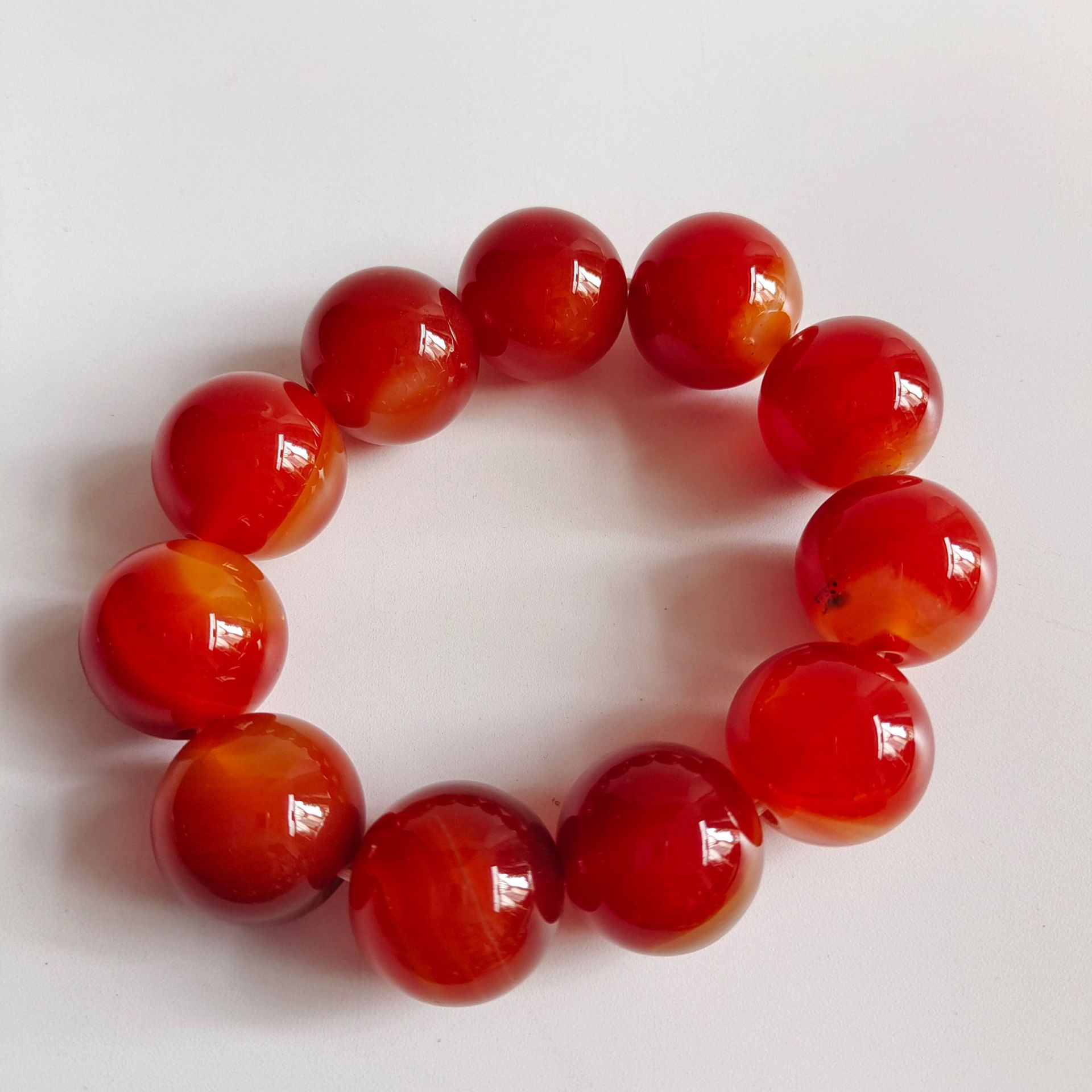 批发红玛瑙玉石手链男女情侣款玉器手串佛珠地摊直播