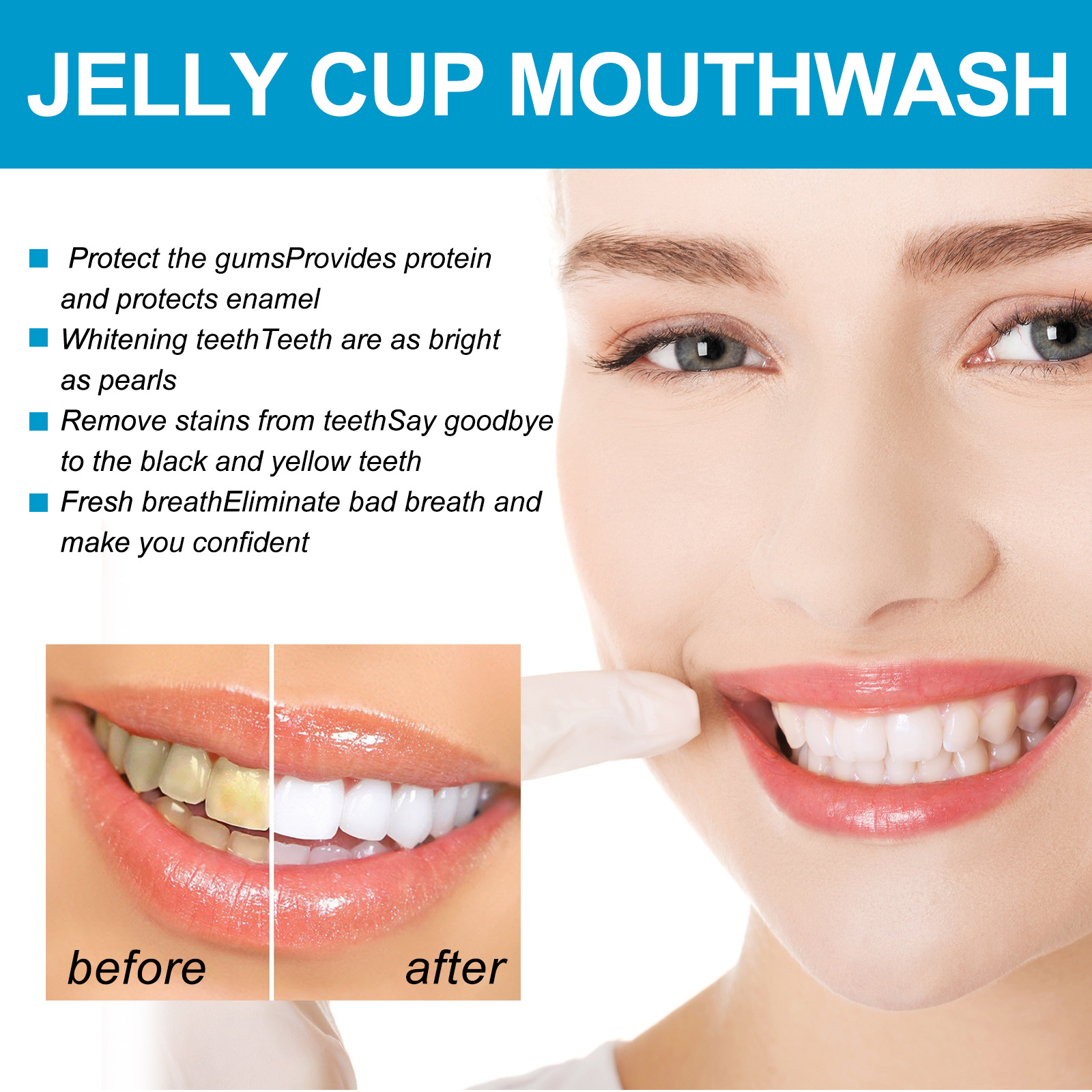 Eelhoe Jelly Cup Mouthwash Clean Oral Odor Tooth Stains Smoke Stains Bright White Teeth Care Fresh Breath