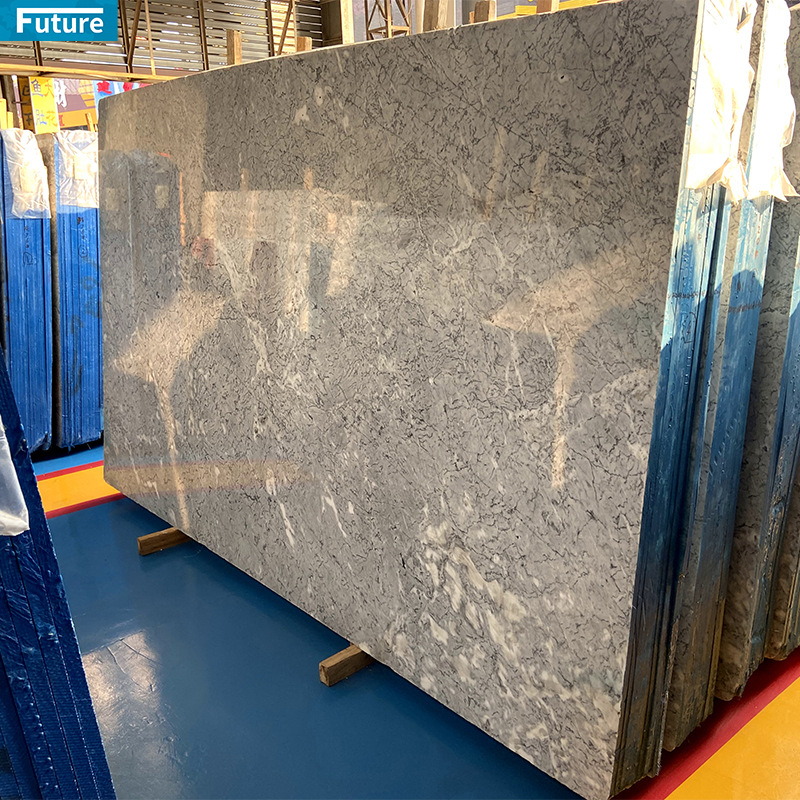 卡拉拉灰大理石灰色别墅楼梯地板吧台酒店轻奢过门石飘窗线条台面