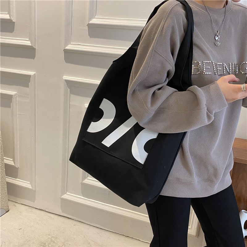 Casual Canvas Large Capacity Bag for Women 2021 Autumn New Fashionable Stylish Shoulder Bag Personalized Simple Handbag