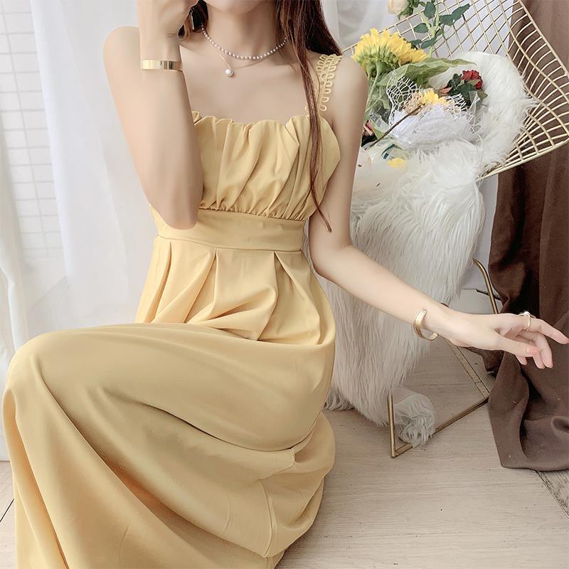 甜美小清新吊带裙连衣裙女夏遮肉显瘦长裙淑女风温柔气质仙女裙子