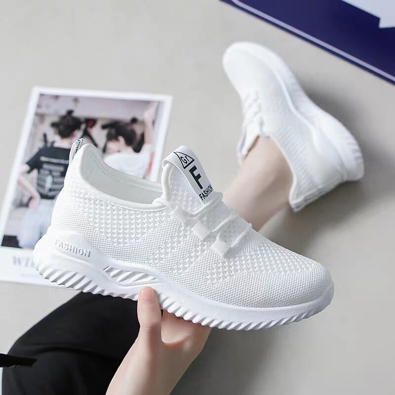 New Fly Woven Mesh Sneaker Female Student Spring and Summer Women's Shoes Korean Style White Shoes Breathable Mesh Shoes One Piece Dropshipping