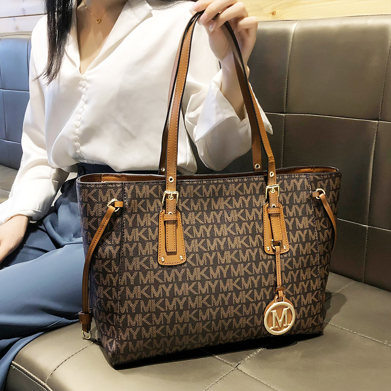 广州女包春季新款i复古女士托特包大容量印花字母高级手提单肩包