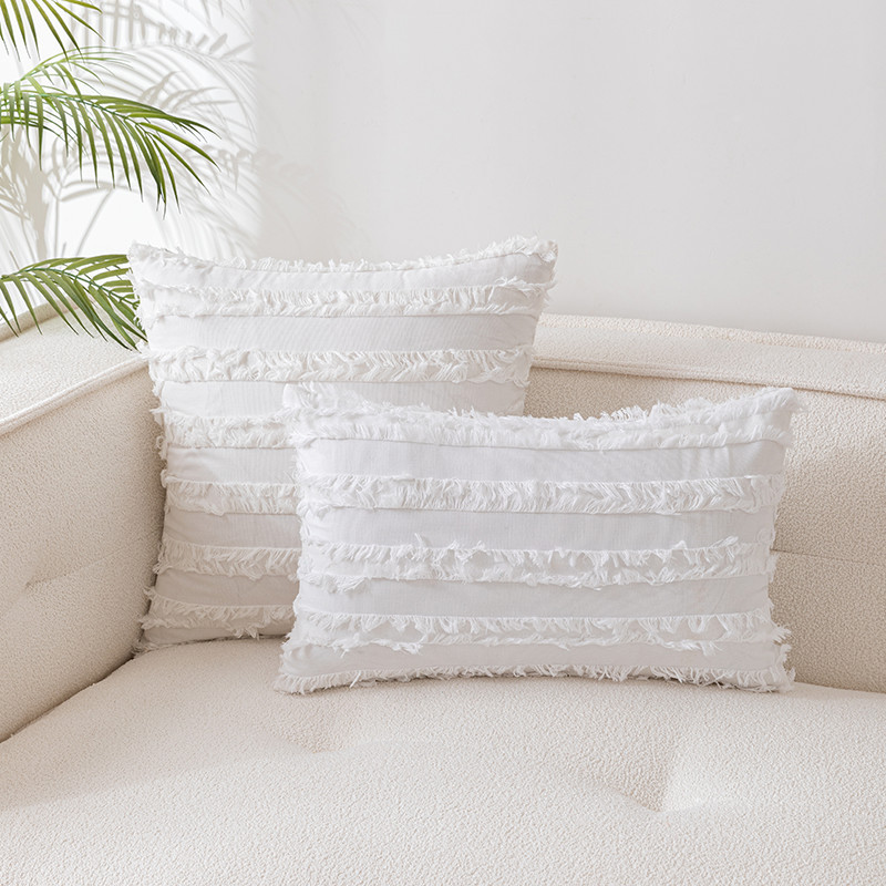 Bohemian Style Cotton and Linen Cushion Case INS Style Pillow without Core Cut Flower Tassel Sofa Cushion with Core