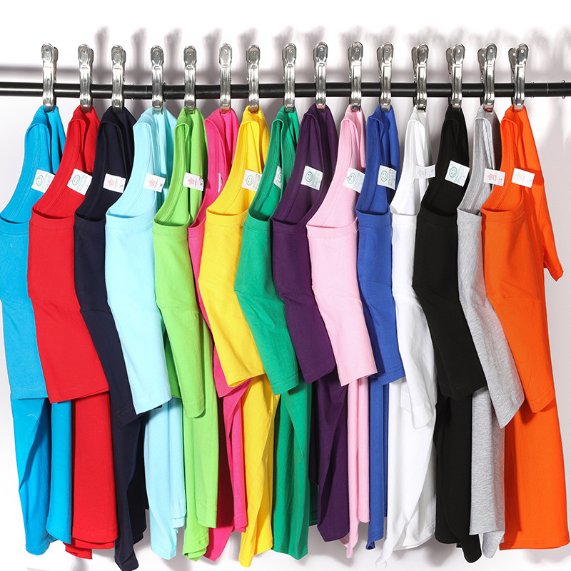 Fixed printed logo combed cotton T-shirt round neck short sleeve solid color blank shirt cultural advertising shirt diy details Picture