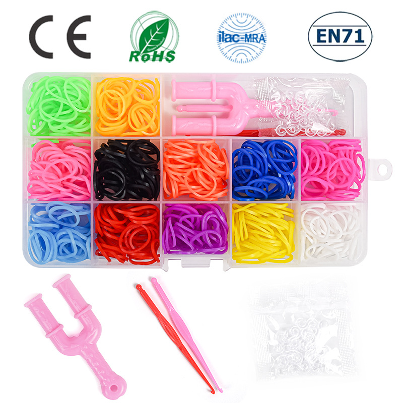 Factory Direct Sales Rainbow Hand-Woven DIY Colored Rubber Band Bracelet Braided Bracelet Suit Small 15 Grid