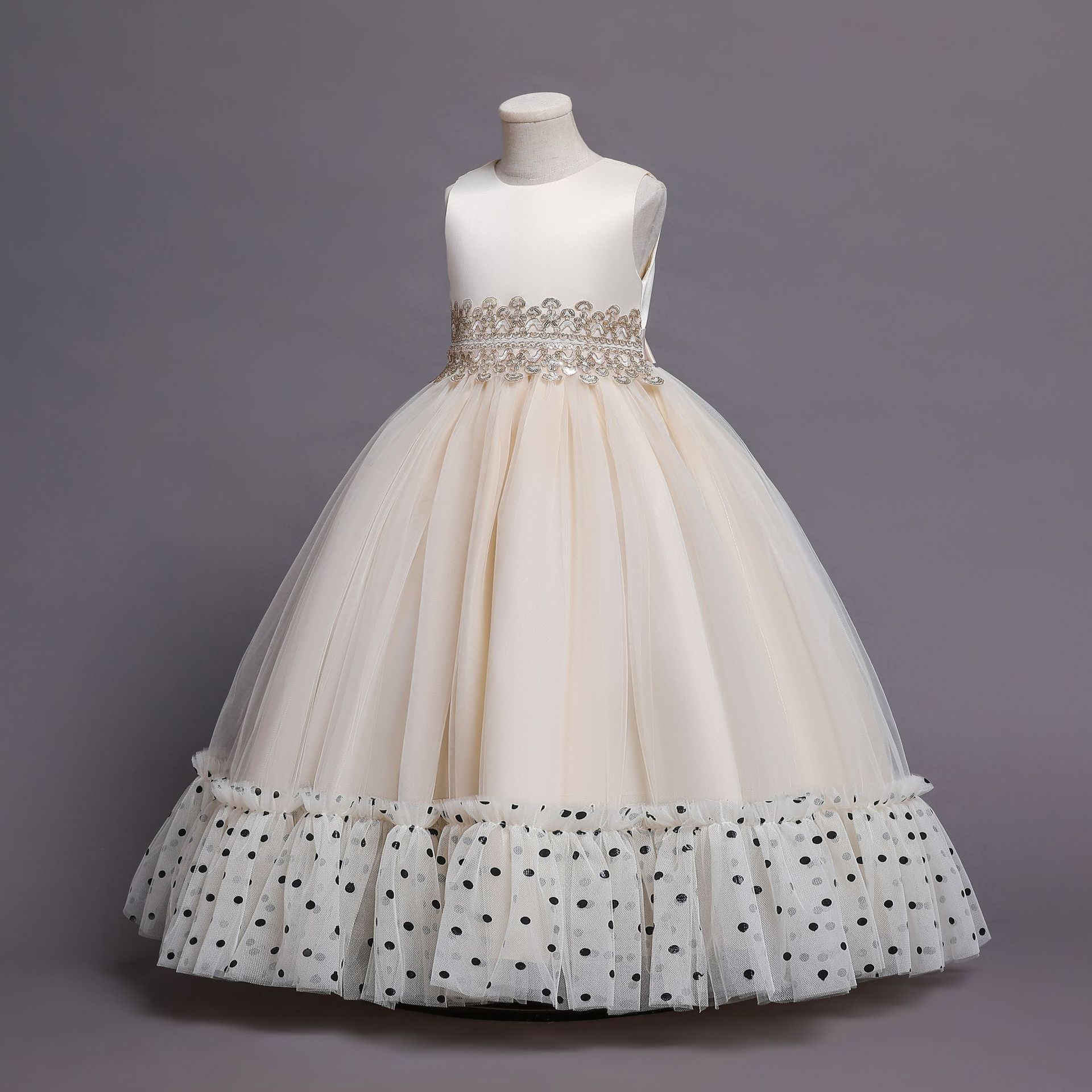 儿童晚礼服女童走秀服欧美外贸公主裙小女孩主持蓬蓬纱钢琴演出