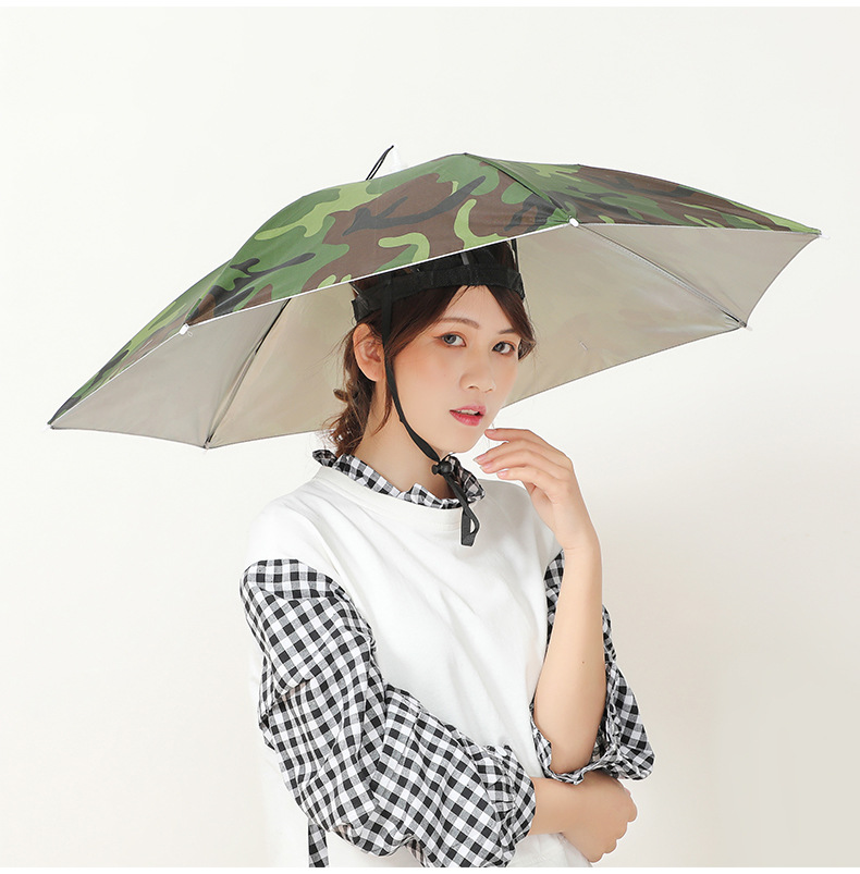 夏季大伞冒钓鱼伞帽头戴伞折叠头伞帽户外防风雨晒遮阳垂钓大号双