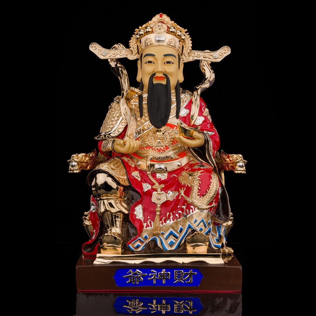 台湾盛凡铜鎏金碌财神神像批发铜摆件家居摆件道教黄铜铜器铜工艺