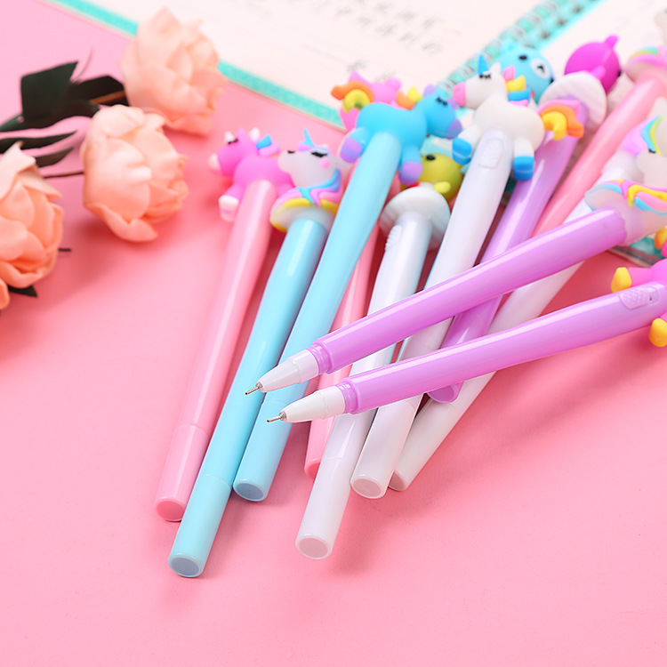 Cute Unicorn Light-Emitting Gel Pen Cartoon Student Pen Creative Stationery Macaron Color Water-Based Sign Pen