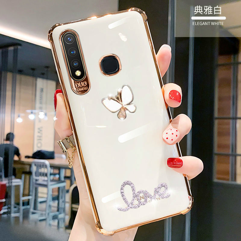 适用vivoz5i手机壳防摔网红新款z5全包边电镀超薄硅胶水钻蝴蝶软