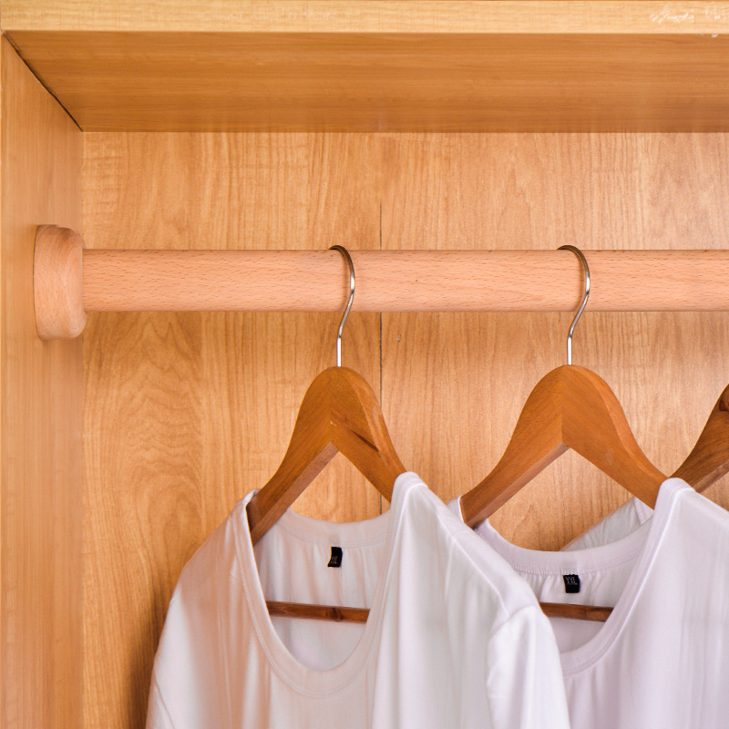 衣柜实木挂衣杆橡木黑胡桃木榉木香樟木加厚衣橱衣柜内木质横杆家