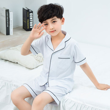 儿童睡衣男孩纯棉男童睡衣夏季薄款宝宝家居服套装亲子一家三口装