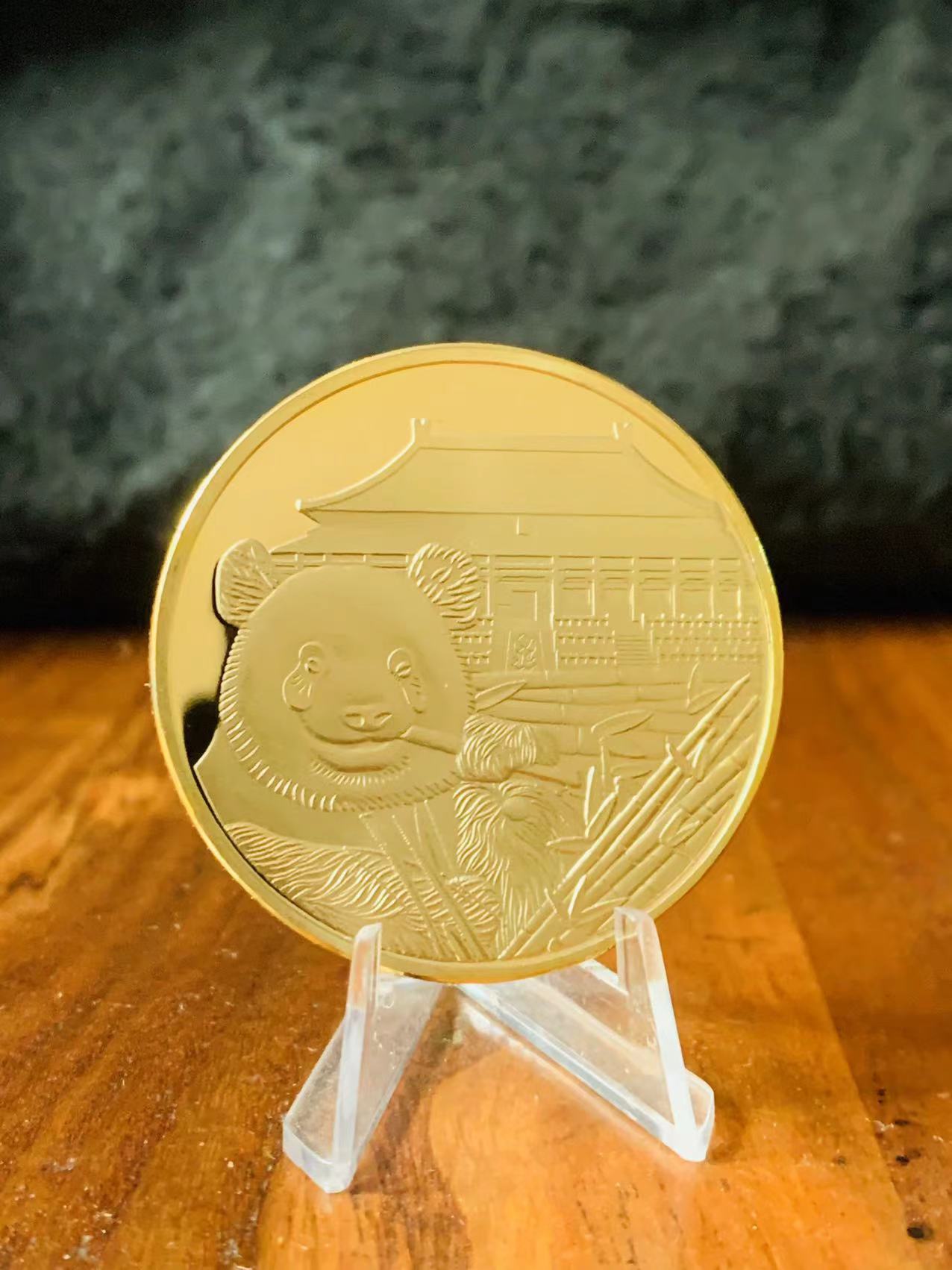 跨境 四川天府熊猫金属纪念品浮雕纪念章旅游景区收藏币文创礼品