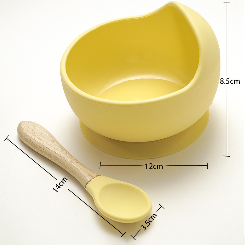 Children's Bowl Silicone Snack Catcher Snail Bowl Baby Bowl Solid Food Bowl Feeding Baby Training Silicone Bowl Spoon Set