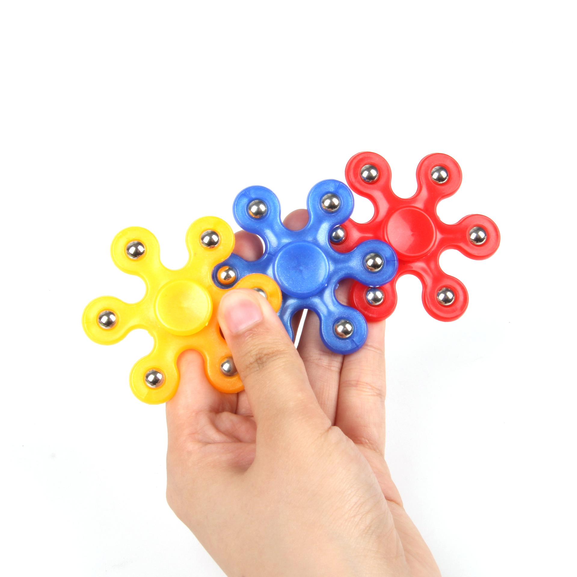六珠指尖陀螺儿童减压玩具六叶轴承六角钢珠螺旋指间玩具
