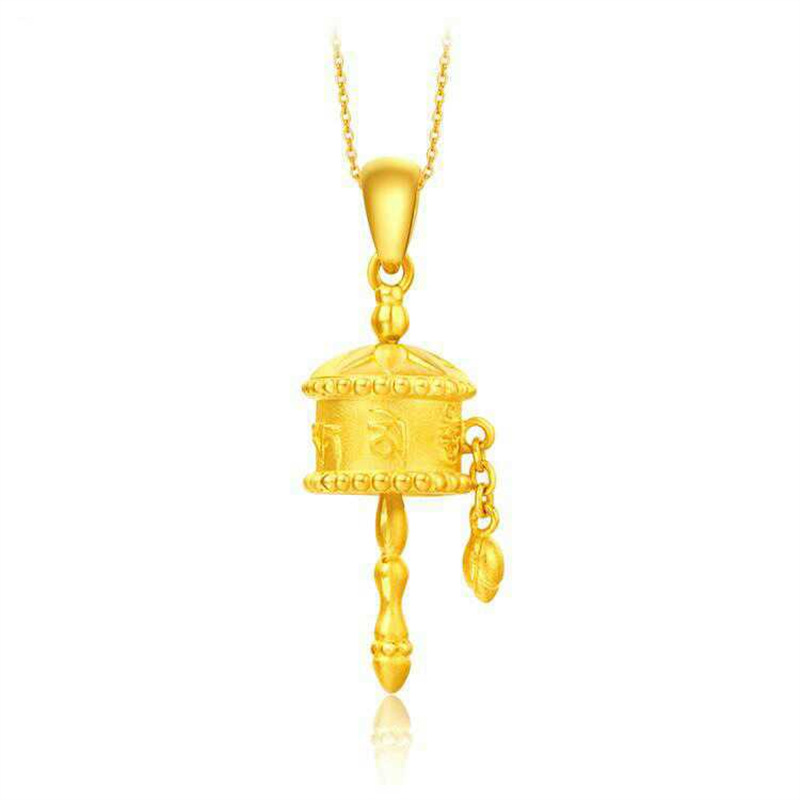代发黄铜镀饰品黄金吊坠 1:1硬金六字真言转经筒项链沙金久不掉色