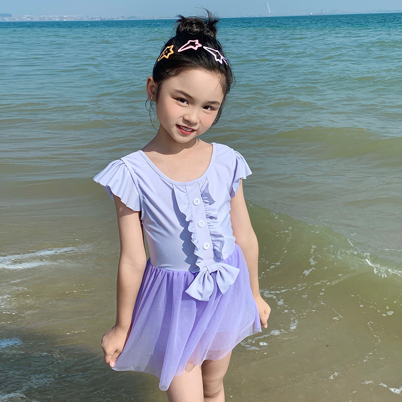 新儿童泳衣女童小中童少女学生女孩分体平角裤裙式水乐园泳装批发